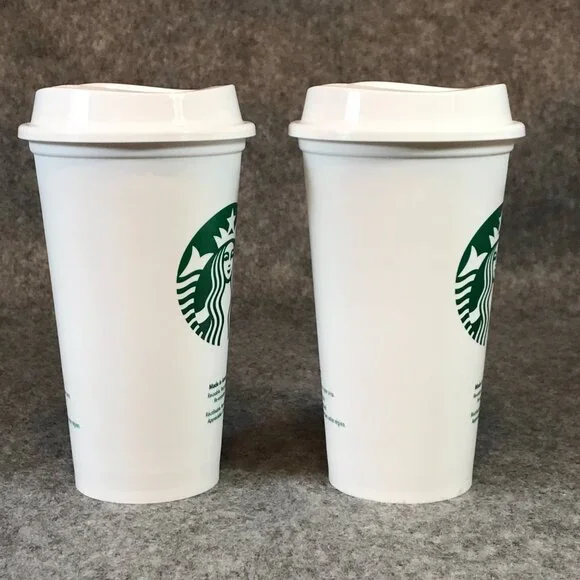 STARBUCKS Reusable Grande 16 OZ Plastic White Coffee Tea Hot Cups Mugs - Picture 3 of 10